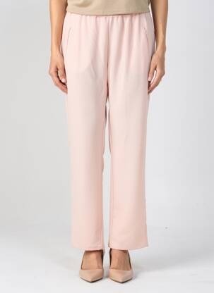 Pantalon drept țesătură crep mărime normală roz DEVERNOIS femeie