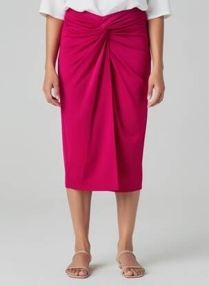 Fustă midi închidere cu fermoar lateral roz RALPH LAUREN femeie