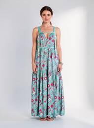 Rochie lungă țesătură poplin bretele subțiri albastru RHUM RAISIN femeie