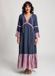 Rochie lungă croială evazată mâneci 3/4 albastru RHUM RAISIN femeie