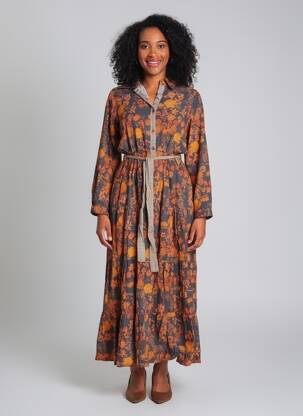 Rochie lungă mâneci lungi mâneci lungi portocalie RHUM RAISIN femeie