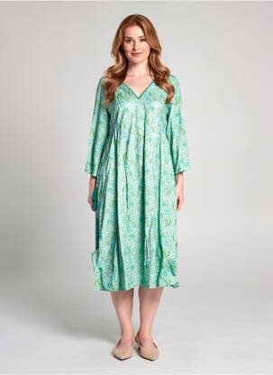 Rochie midi mâneci 3/4 mâneci 3/4 verde RHUM RAISIN femeie