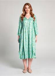 Rochie midi mâneci 3/4 mâneci 3/4 verde RHUM RAISIN femeie