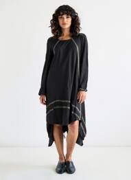 Rochie midi imprimeu fantezie mâneci lungi negru RHUM RAISIN femeie