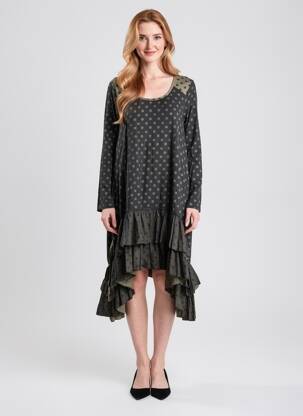 Rochie midi mâneci lungi mâneci lungi negru RHUM RAISIN femeie