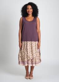 Rochie midi imprimeu fantezie fără mâneci violet RHUM RAISIN femeie