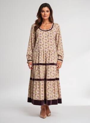 Rochie lungă mâneci lungi mâneci lungi roz RHUM RAISIN femeie