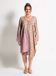 Rochie midi imprimeu floral mâneci lungi roz RHUM RAISIN femeie