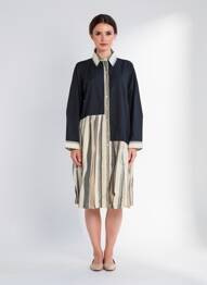 Rochie midi țesătură crep mâneci lungi albastru RHUM RAISIN femeie