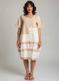 Rochie midi mâneci scurte mâneci scurte bej RHUM RAISIN femeie