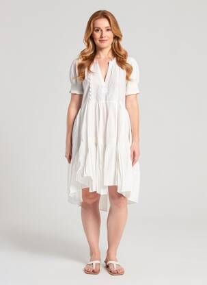Rochie midi mâneci scurte mâneci scurte alb RHUM RAISIN femeie