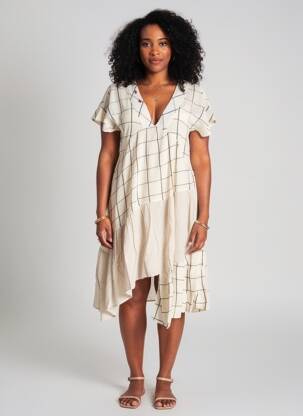 Rochie midi mâneci scurte mâneci scurte bej RHUM RAISIN femeie