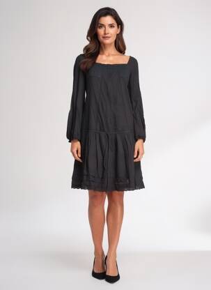 Rochie midi mâneci lungi mâneci lungi negru RHUM RAISIN femeie