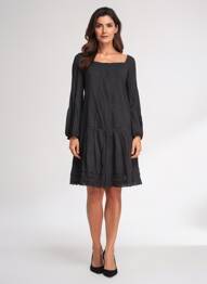 Rochie midi mâneci lungi mâneci lungi negru RHUM RAISIN femeie