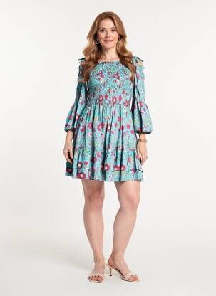Rochie scurtă mâneci 3/4 mâneci 3/4 albastru RHUM RAISIN femeie
