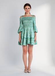 Rochie scurtă mâneci 3/4 mâneci 3/4 verde RHUM RAISIN femeie