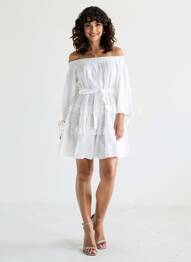 Rochie scurtă mâneci 3/4 mâneci 3/4 alb RHUM RAISIN femeie