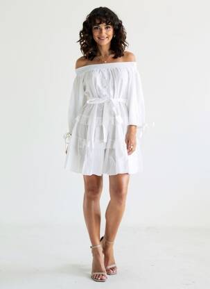Rochie scurtă mâneci 3/4 mâneci 3/4 alb RHUM RAISIN femeie