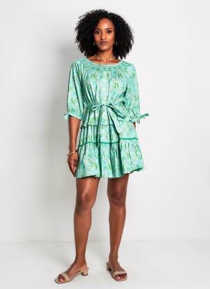 Rochie scurtă mâneci 3/4 mâneci 3/4 verde RHUM RAISIN femeie