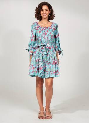 Rochie scurtă mâneci 3/4 mâneci 3/4 albastru RHUM RAISIN femeie