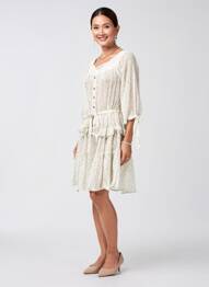 Rochie midi imprimeu floral mâneci lungi verde RHUM RAISIN femeie