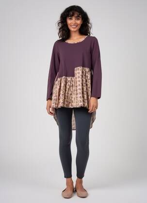 Tunică mâneci lungi guler rotund violet RHUM RAISIN femeie
