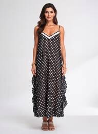 Rochie lungă țesătură poplin bretele subțiri negru RHUM RAISIN femeie