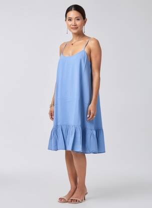 Rochie midi guler rotund bretele subțiri albastru RHUM RAISIN femeie