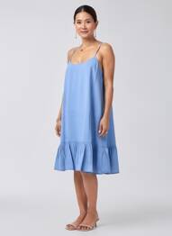 Rochie midi guler rotund bretele subțiri albastru RHUM RAISIN femeie