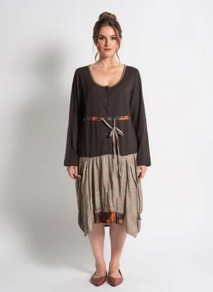 Rochie midi mâneci lungi mâneci lungi maro RHUM RAISIN femeie