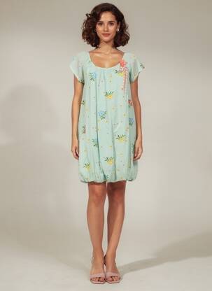 Rochie scurtă mâneci scurte mâneci scurte verde RHUM RAISIN femeie