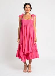 Rochie midi căptușeală bretele subțiri roz RHUM RAISIN femeie