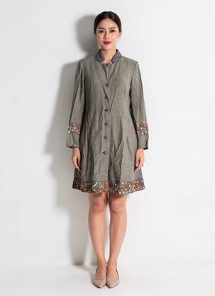 Rochie scurtă mâneci lungi mâneci lungi gri RHUM RAISIN femeie