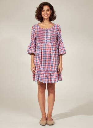 Rochie scurtă mâneci 3/4 mâneci 3/4 albastru RHUM RAISIN femeie