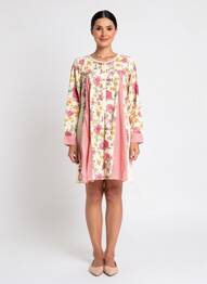 Rochie scurtă croială evazată mâneci lungi bej RHUM RAISIN femeie