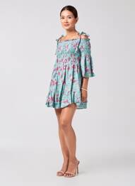 Rochie scurtă mâneci 3/4 mâneci 3/4 albastru RHUM RAISIN femeie