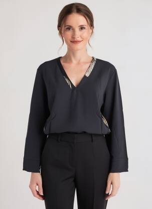 Bluză țesătură poplin mâneci lungi negru RHUM RAISIN femeie