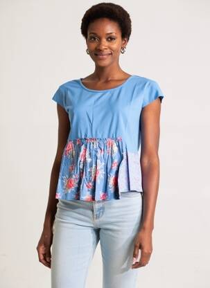 Tricou croială cambrată mâneci scurte albastru RHUM RAISIN femeie