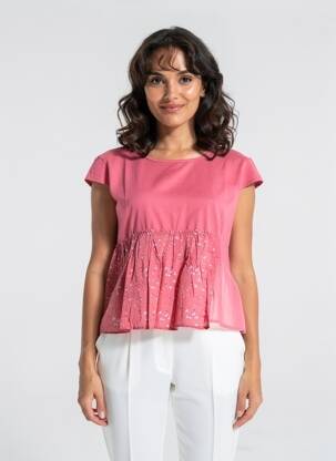 Tricou croială cambrată mâneci scurte roz RHUM RAISIN femeie