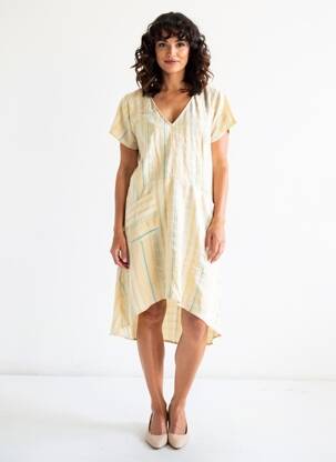 Rochie midi țesătură crep mâneci scurte bej RHUM RAISIN femeie