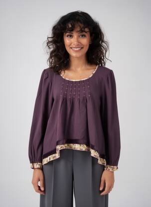 Top țesătură jersey mâneci lungi violet RHUM RAISIN femeie