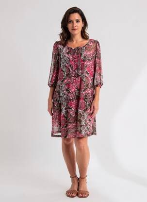 Rochie midi imprimeu floral mâneci lungi roz MEXX femeie