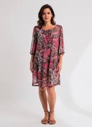 Rochie midi croială fluidă mâneci lungi roz MEXX femeie
