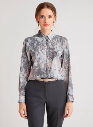 Cămașă țesătură crep mâneci lungi gri MEXX femeie