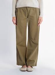 Pantalon chino țesătură poplin mărime normală verde MEXX femeie