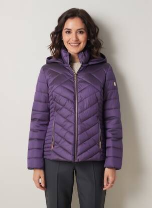 Geacă matlasată mâneci lungi cu glugă violet VIRGINIA BLU' femeie