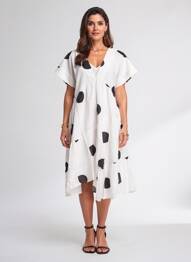Rochie midi mâneci scurte mâneci scurte bej RHUM RAISIN femeie