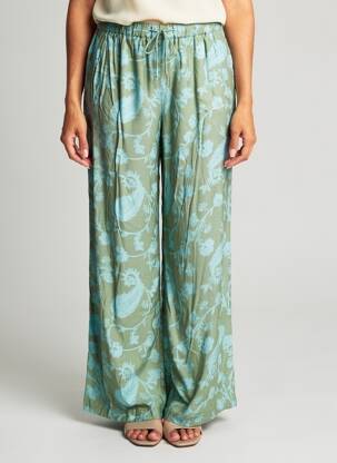 Pantalon larg țesătură crep mărime normală verde RHUM RAISIN femeie