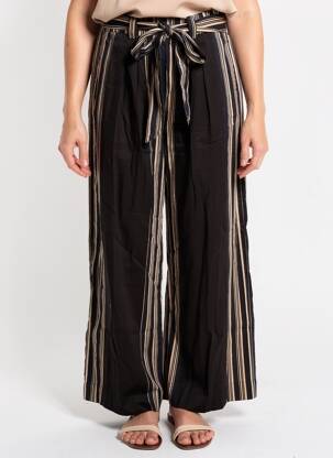 Pantalon larg închidere cu fermoar lateral talie înaltă negru RHUM RAISIN femeie