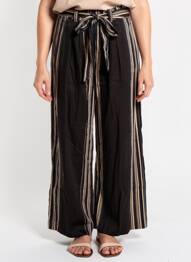 Pantalon larg închidere cu fermoar lateral talie înaltă negru RHUM RAISIN femeie